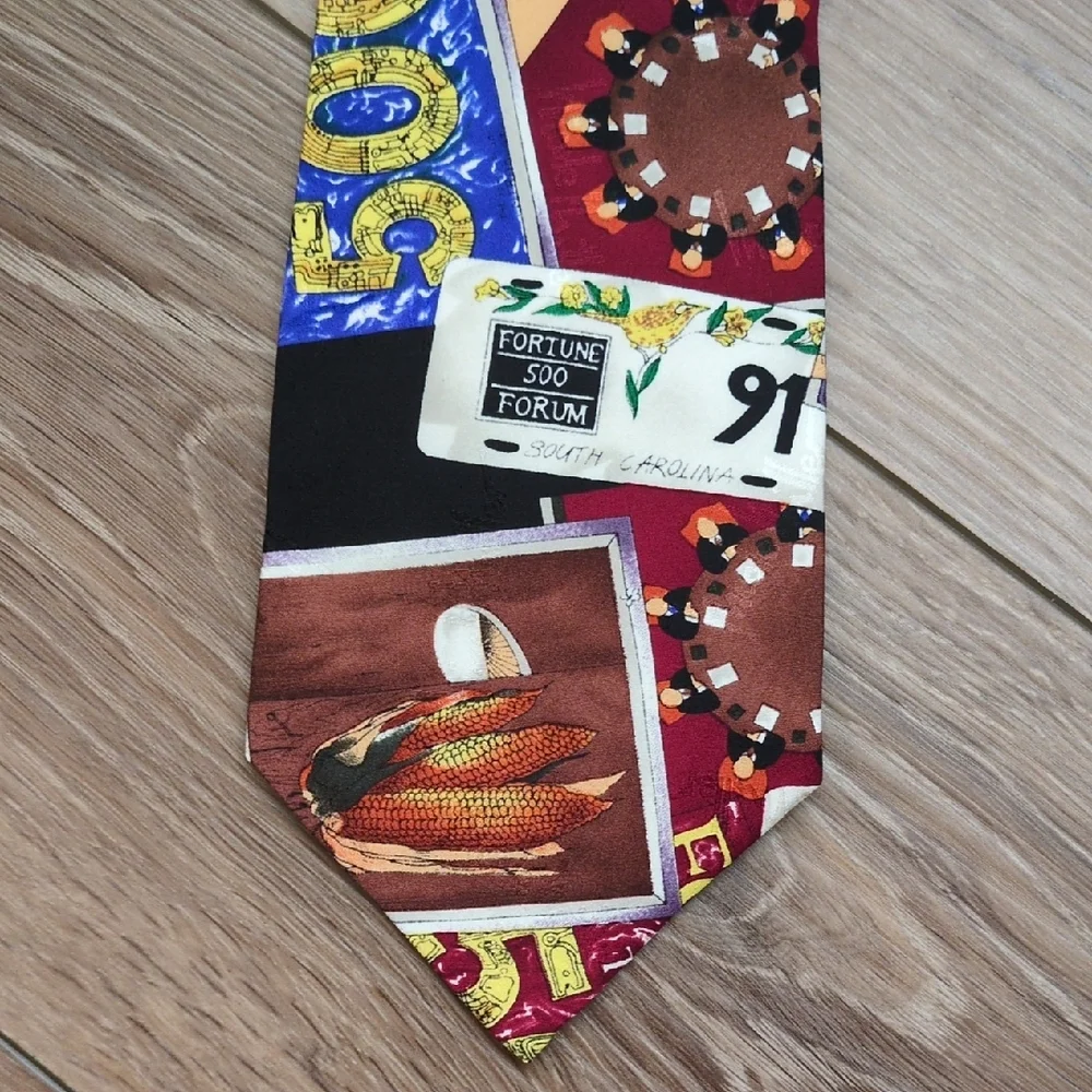 Vtg 90s Nicole Miller Fortune 500 Business Silk Neck‎ Tie Stock Market Financial